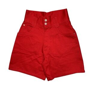 New With Tags Vintage 90s Red Denim High Waisted Retro Shorts 7” inseam